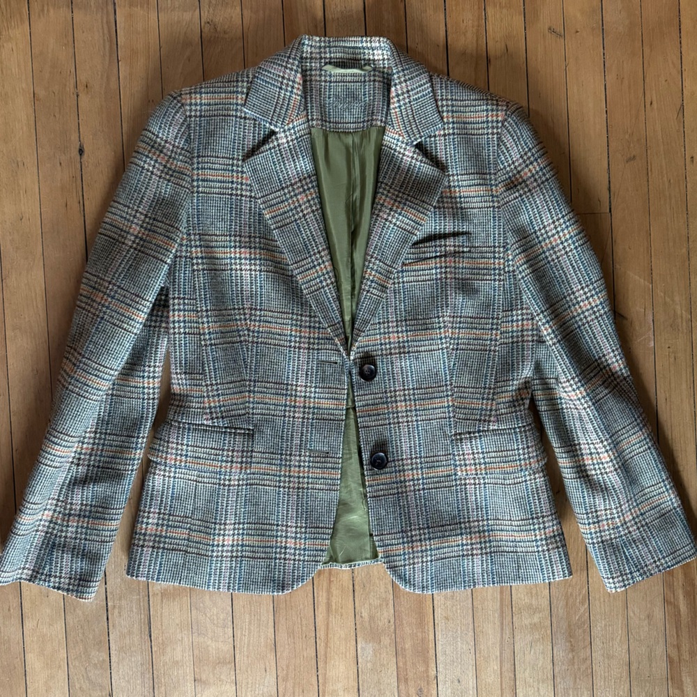 Bogner wool jacket medium 8 tweed plaid classic chic blazer women’s neutral - Picture 8 of 12